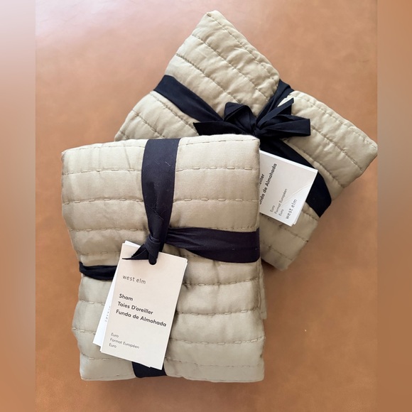 NWT West Elm Tencel Pick Stitch Euro Sham - Set of 2 - Picture 2 of 3